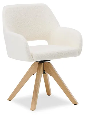 Image de Chaise de Salle à Manger Moderne Tissu Teddy Blanc Design Chaise de Cuisine Chaise pas Cher Fauteuil Rembourrée