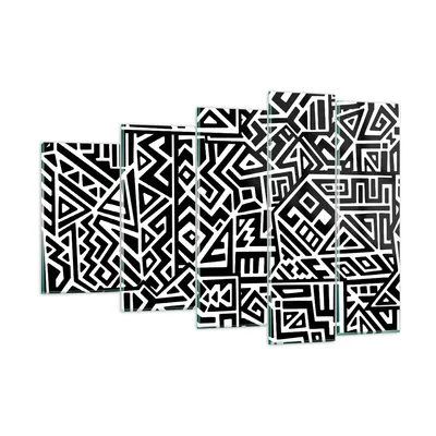 Produktbild von Bilder auf glas - 5 Teile - Op-Art. Schwarz Weiß - 150x100cm - Glasbilder - Wandbilder - Bilder - zum Aufhängen bereit - Wanddekoration aus Glas - Glas Bilder - Wandbild auf Glas - GEG150x100-4885