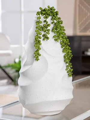 Produktbild von Gilde Vase, rund,  Ondulas , gepunktet, Keramik, weiß, VE 2, H. 30 cm, D. 18 cm Höhe: 30.00 cm Durchmesser: 18.00 cm 58549