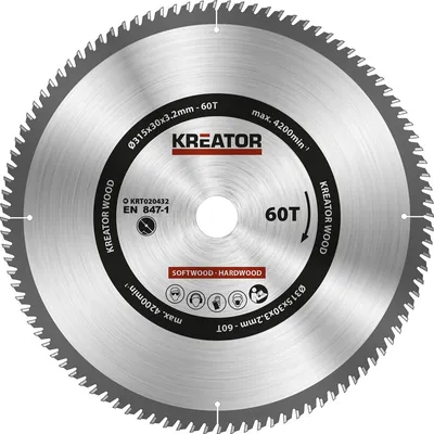 Produktbild von Kreator 315x30x3.2 Mm 60t Holzkreissägescheibe Silber  Silber One Size
