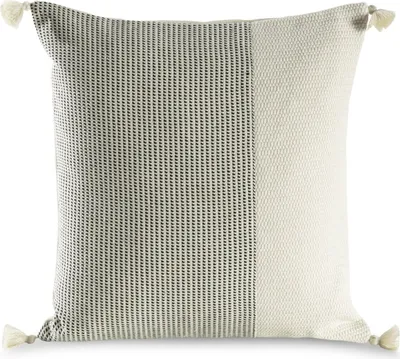 Produktbild von Dekoračná naturálna obliečka na vankúš s pásikmi a strapcami - Boho, krémovočierna 45 x 45 cm, ZA-440133