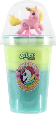 Productafbeelding van Unicorn collectible turquoise/geel - 155 g Slimy Slime speelmassa - Veilig speelplezier voor kinderen met slijm in twee