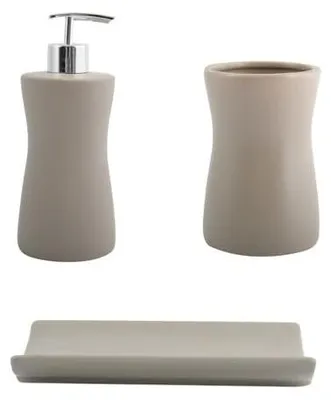 Produktbild von MSV Bad Accessoires Keramik 3-teilig - Seifenspender, Seifenschale, Zahnputzbech