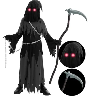 Zdjęcie produktu dla Kostium "Sensenmann" dla dzieci, przebranie na Halloween, czarny strój, rozmiar S