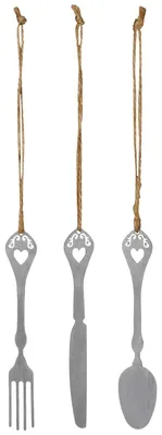 Produktbild von Hängedeko Besteck Grau 3er Set