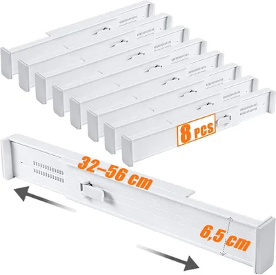 Produktbild von Schubladentrenner 8 Stücke, 32-56 cm, Kunststoff, weiß, für Küche