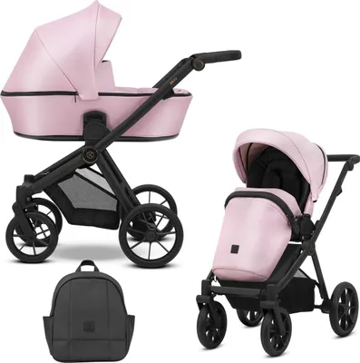 Produktbild von Kunert BRAV 2in1  Kinderwagen in Rosa mit schwarzem Rahmen und Gelrädern