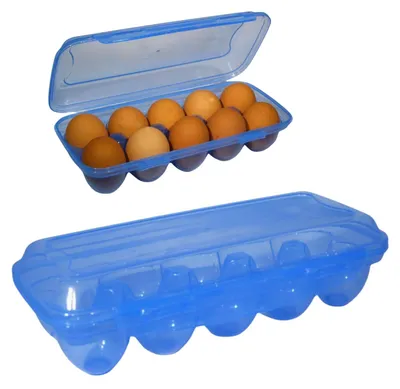 Eieraufbewahrungsbox für 10 Eier, stapelbar, BPA-frei, blau-transparent