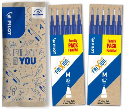 Produktbild von PILOT FriXion Ersatzminen 0.7 - 12 Stück (6er Sets), Blau - Radierbare Tinte - Kompatibel Mit Ball & Clicker - Mittlere Stärke - Gel-Tintenrollermine