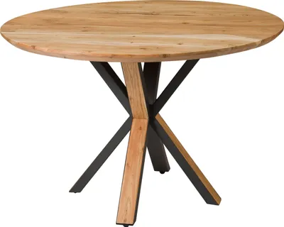 Image de MASSIVMOEBEL24 | Table à Manger ronde en bois d'Acacia 120x120x76 naturel laqué