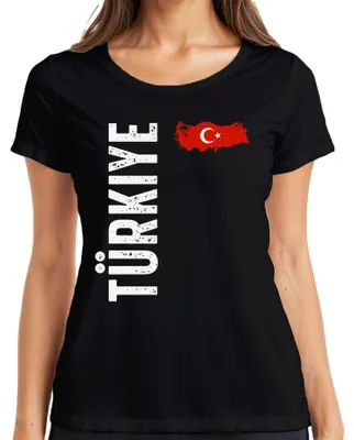 Produktbild von Türkei Flagge Fußball Fan WM Weltmeisterschaft 2026 Damen T-Shirt, Schwarz, L