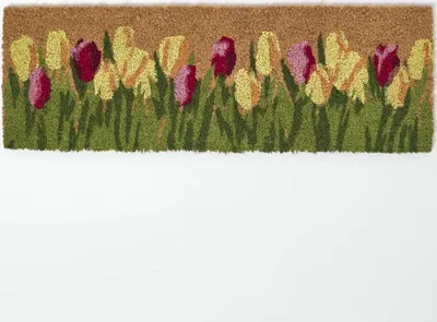 Immagine prodotto di HOMESCAPES Zerbino antiscivolo in cocco con motivo a tulipani, 25 x 75 cm