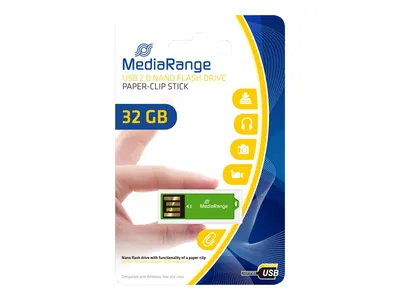 Produktbild von MediaRange MR977, 32 GB, USB Typ-A, 2.0, 14 MB/s, Ohne Deckel, Grün