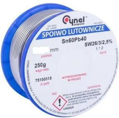 Zdjęcie produktu dla Rola lutu Sn60Pb40 cynel 2.0mm 250g