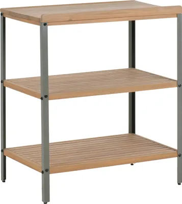 Obrázek produktu pro BELIANI Venkovní kuchyňský regál ostrov hnědý Akáciové dřevo 2 police horní deska 50 x 80 x 92 cm Zahradní kuchyně Jídelna