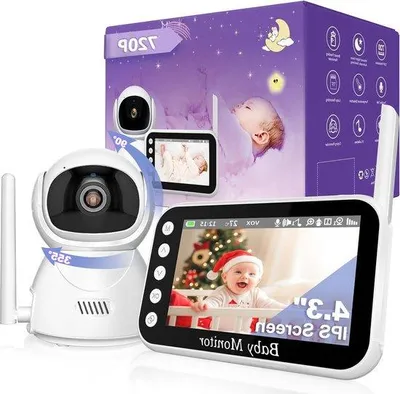 Image de Écoute-bébé avec batterie rechargeable de 1 500 mAh - Écran LCD de 7,1 cm (2,8 pouces) - Vision nocturne - VOX - Surveillance de la température