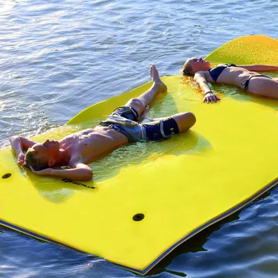 Produktbild von COSTWAY 270x180cm Wasserhängematte Wasserliege 300kg belastbar Schwimmmatte Schwimmender Teppich Schwimminsel Gelb