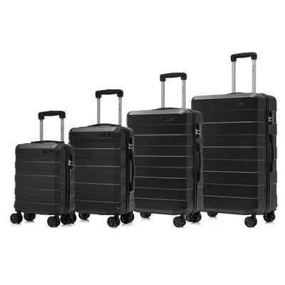 Produktbild von Suitcase Set, Rollkoffer Handgepäck, Kofferset, mit 4 Rollen 360°, Hartschalenreise Zahlenschloss, Weicher Gummigriff (4er Set, S,M,L&XL, Schwarz)