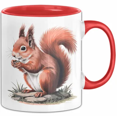 Produktbild von Eichhörnchen Tierliebhaber Tasse Geschenk Lustige Geschenkidee Spruch (Rot)