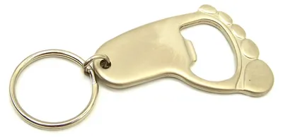 Produktbild von Flaschen Öffner mit Schlüsselring Fußform 6 x 3,5 cm Metall sehr stabil