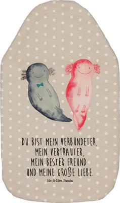 Produktbild von Mr. & Mrs. Panda Wärmekissen Axolotl Freundin - Grau Pastell - Geschenk, Plüsch Wärmflasche, Paar, wärmebeutel, mit Bezug, Liebe, Jahrestag, Flauschige