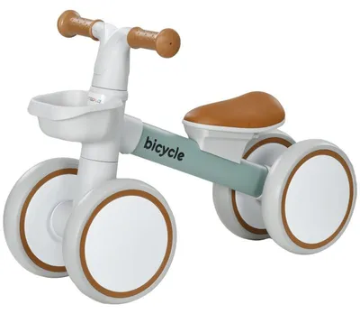 Obrázok produktu pre Bežecké bicykel pre deti, 1-3 roky - Nastaviteľné sedadlo | Farba: biela/hnedá | Rozmery: 27x56x39 cm