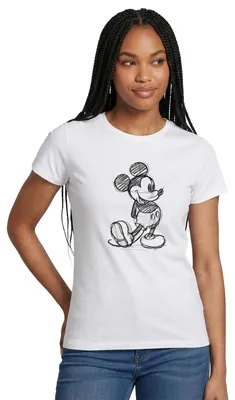 Produktbild von Mickey & Minnie Zeichnung Frauen T-Shirt, L, Weiß