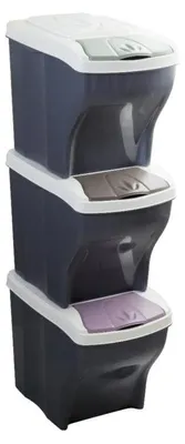 Image de Lot de 3 poubelles Tris - 60 L - Coloris aléatoire