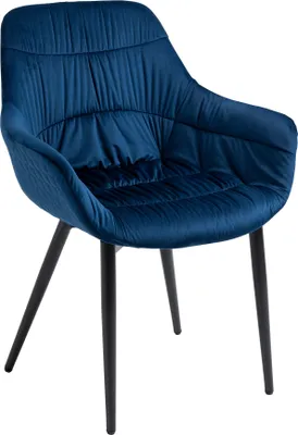 Produktbild von SalesFever Armlehnstuhl mit Wabensteppung | Bezug Samt | Beine Metall pulverbeschichtet | B 63 x T 61 x H 81,5 cm | blau – schwarz