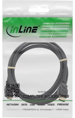 Produktbild von InLine High Speed HDMI Mini Kabel, Stecker A auf C, verg. Kont., schwarz, 1m, 1 m, HDMI Typ A (Standard), HDMI Type C (Mini), 10,2 Gbit/s, Schwarz