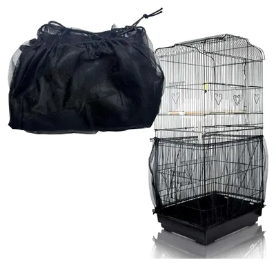 Produktbild von Verstellbare Vogelkäfigabdeckung, Universeller Vogelkäfig-Samenfänger, Schutznetz für Vogelkäfige, Nylon-Mesh für Käfige mit einem Umfang von 190 - 300 cm, Schwarz