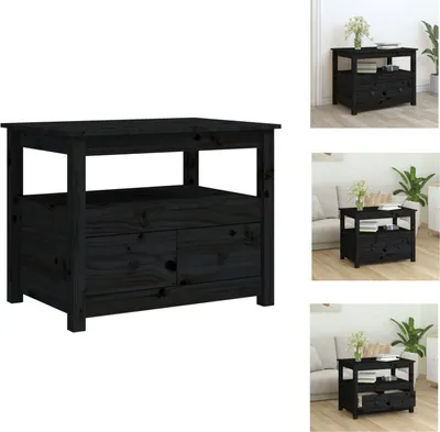 Produktbild von vidaXL Couchtisch Schwarz 71x49x55 cm Massivholz Kiefer -  Couchtische