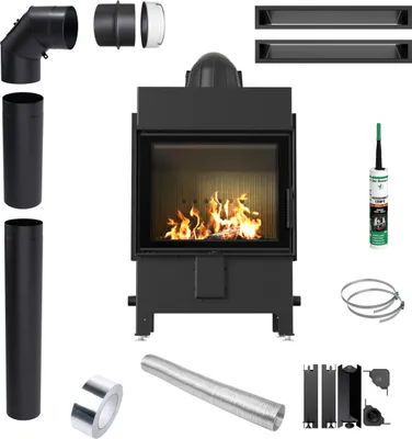 Produktbild von Kamin KRATKI LUCY 12 kW Ø 200 Schwarz Ökodesign-Set Rohre Luft