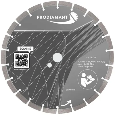 Obrázek produktu pro PRODIAMANT Diamantový řezací kotouč 300 mm beton, univerzální otvor 25,4 mm