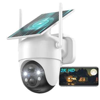 Image de Caméra de surveillance extérieure Batterie Solar-2K Outdoor WLAN Caméra de surveillance extérieure avec panneau solaire sans fil sans installation Détection IA 360° PTZ