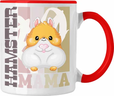 Produktbild von Trendation - Hamster Mama Tasse Geschenk für Hamster Besitzerin Spruch Geschenkidee (Rot)