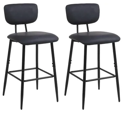 Barkruk Set 2 Stück Schwarz, Kunstleder, Sitzhöhe 65 cm