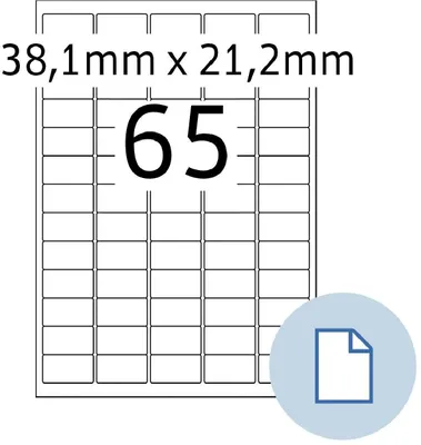 Productafbeelding van HERMA Universele etiketten DATAPRINT, 38,1 x 21,2 mm, wit, 32.500 etiketten
