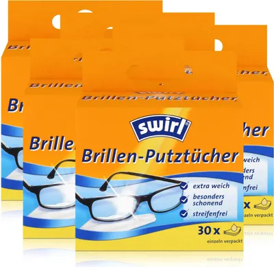 Produktbild von Swirl Brillen Putztücher 30 stk. Tücher - Mit Anti-Beschlag-Effekt (5er Pack)