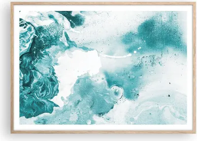 Produktbild von Gerahmtes Poster - Rahmen in heller Eiche - Abstraktion Meer Türkis - 100x70 cm - Wand Bild - Wanddeko - Wandbilder - Wandposter - Bilderrahmen - Bilder - Kunstdruck - Wandbild - P2NAA100x70-4268