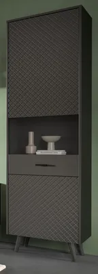 Produktbild von Vitrine "Madea" in grau matt Vitrinenschrank 58 x 195 cm