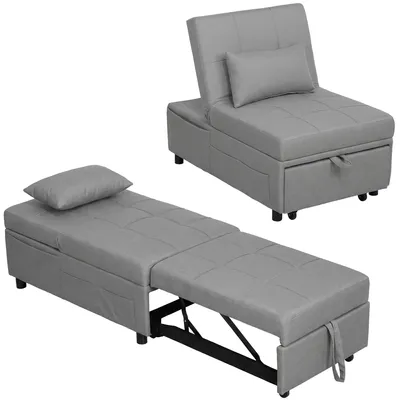 Produktbild von HOMCOM Schlafsessel 3 in 1 Bettsessel mit Seitentasche Gästebett mit Kissen