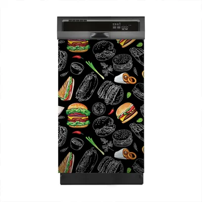 Produktbild von Aufkleber sticker 45x70 cm Dekorative folie Spülmaschine - burgers and fast food
