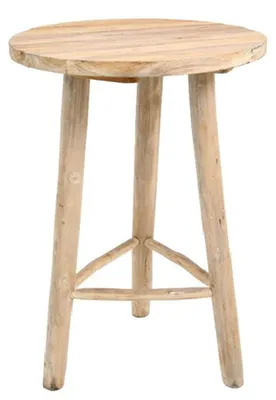 Produktbild von VAN DER LEEDEN Bar-Tisch aus massivem Teakholz naturfarben & unbehandelt Ø 70 cm