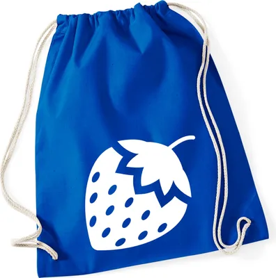 Produktbild von Huuraa Turnbeutel Erdbeere Strawberry 12 Liter Bright Royal Baumwolle Rucksack Geschenkidee