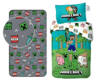 Produktbild von Minecraft-Schlafzimmer-Set; Bettbezug und Bettlaken