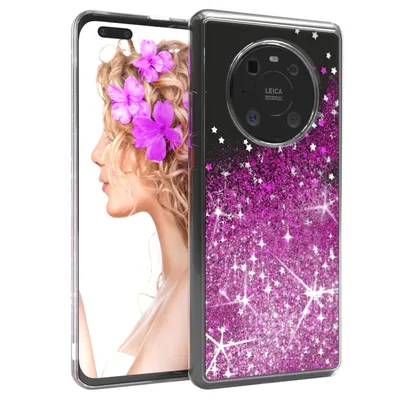 Produktbild von EAZY CASE Hülle kompatibel mit Huawei Mate 40 Pro Schutzhülle mit Flüssig-Glitzer, Handyhülle, TPU / Silikon, Transparent / Durchsichtig, Lila