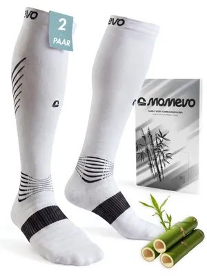 Produktbild von Momevo® Sport Kompressionsstrümpfe aus Bambus [2 Paar] Größe 35-39, Weiß