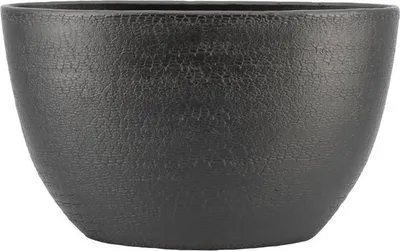 Produktbild von INNA-Glas Ovaler Übertopf Keramik DEIRA mit Maserung, schwarz-matt, 49x20x30cm - Keramik Pflanztopf