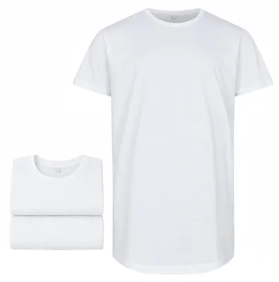 Produktbild von Mivaro Herren 3er Pack Longshirt Weiß Größe M aus Baumwolle, extra langes T Shirt mit Rundhals, Regular Fit in Überlänge, Größen S bis 5XL